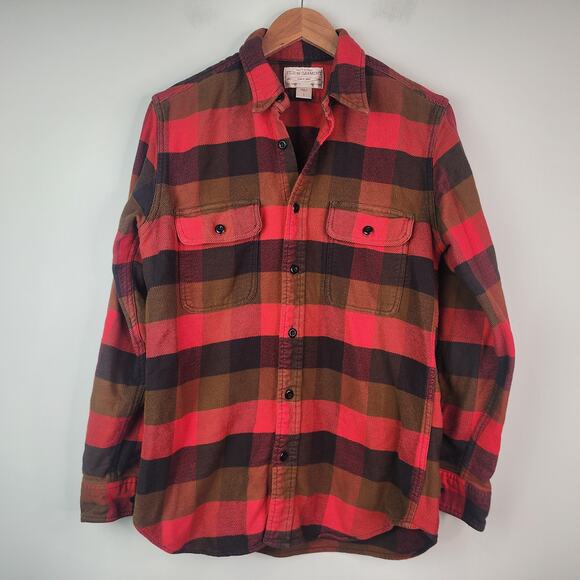 Filson Vintage Flannel Work Shirt Men's Small Red Plaid Cotton Button Down - Picture 7 of 7